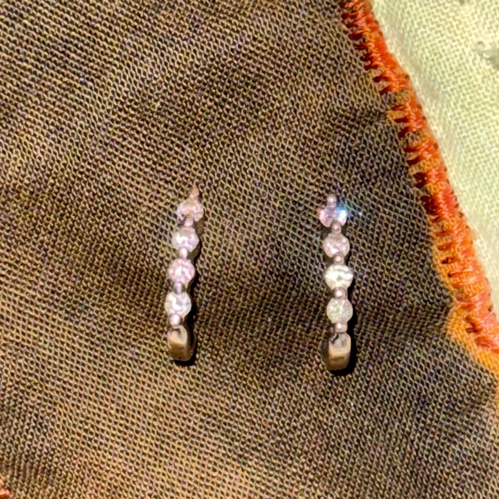 Elegant DIAMOND Silver Hoop Earrings